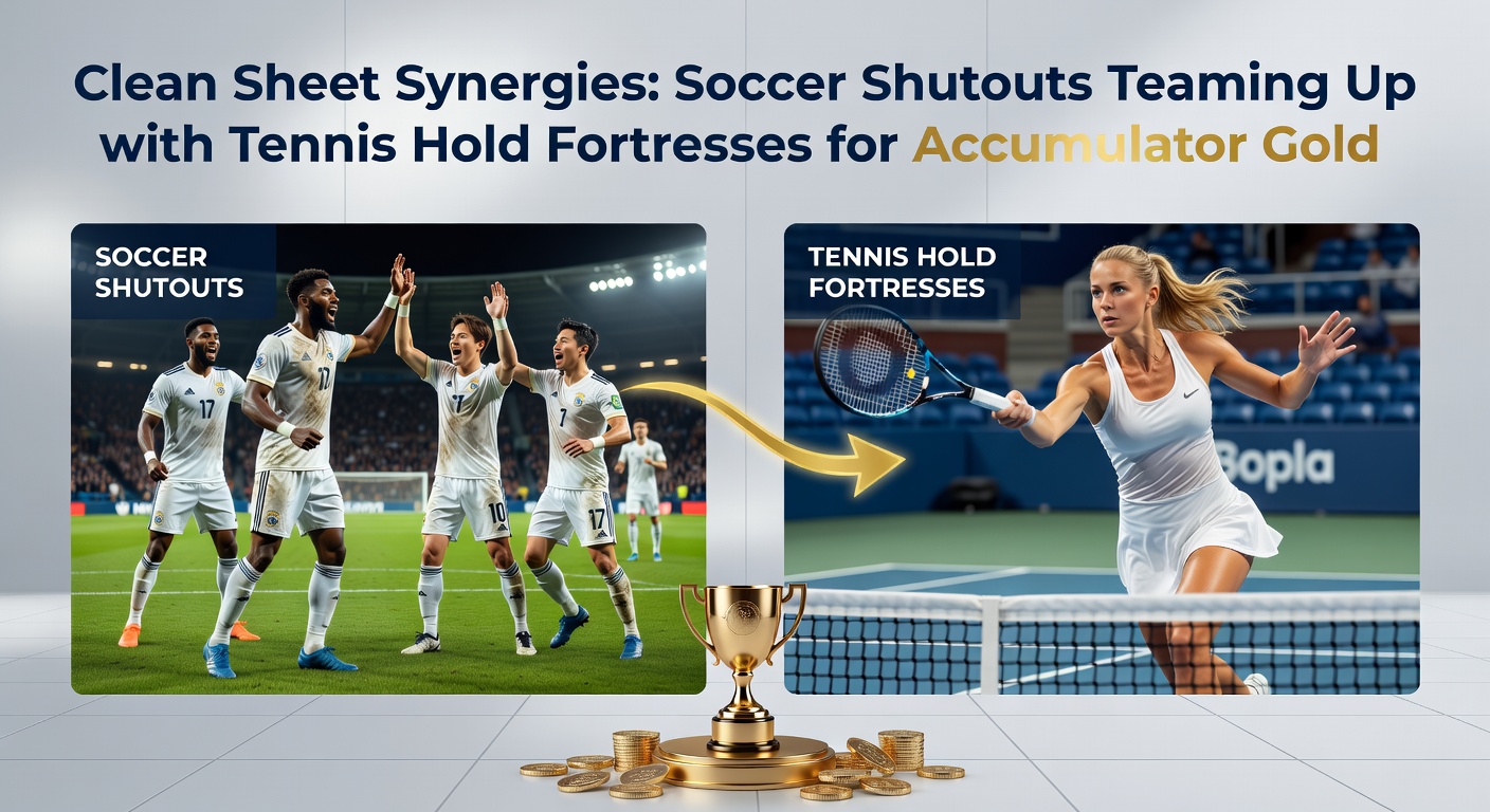 Graphs overlaying soccer clean sheet trends with tennis hold percentages, highlighting peak synergy periods for accumulator betting