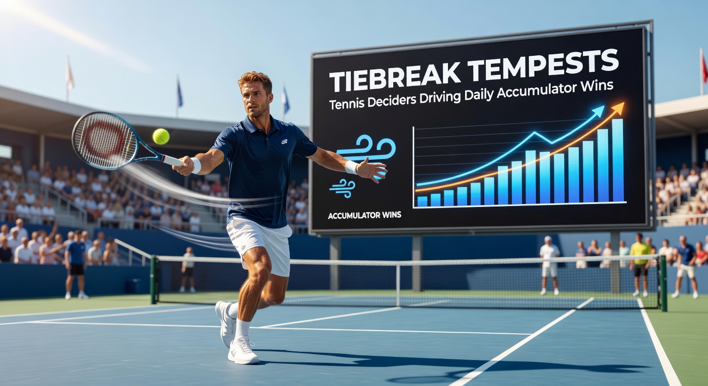 Close-up of tennis serve during a tense tiebreak rally